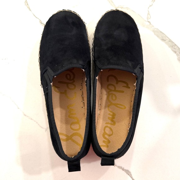 Sam Edelman Womens Black Suede Espadrille Slip On Platform Flats Size 9 - Picture 2 of 8